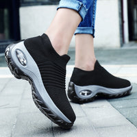 Women Tennis Shoes Breathable Mesh Height-increasing Slip-on Female Sock Footwear Outdoor Women Sneakers Thick Bottom Platforms - {{ Soly.Borg }}
