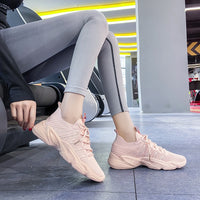 Women Platform Sneakers Breathable Mesh Lace Up Casual Female Shoes White Yellow Korean Fashion Summer 2022 - {{ Soly.Borg }}